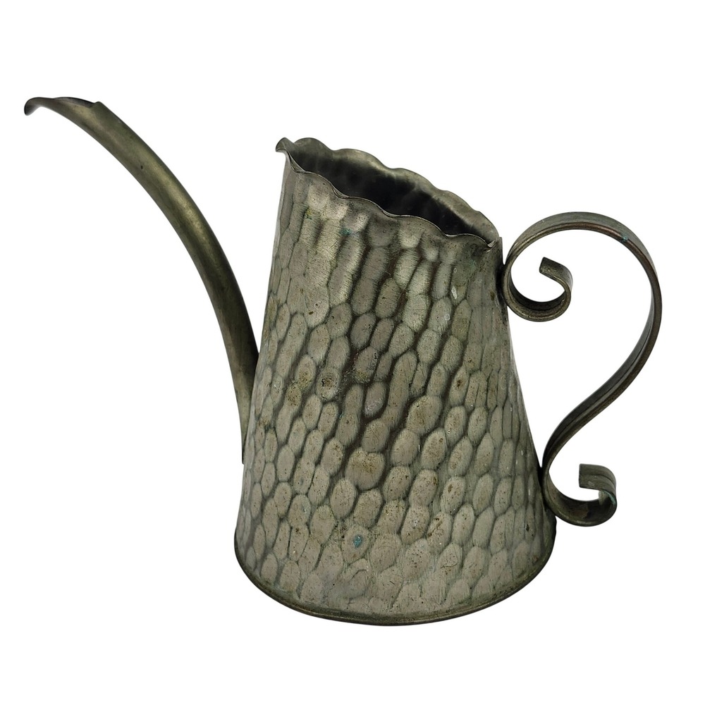 Gregorian Solid Copper Small Watering Can Hammered 1998 VTG Scalloped 5" H USA